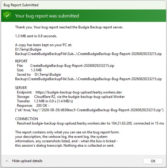 We value your privacy and all reports are used to fix bugs then are deleted promptly