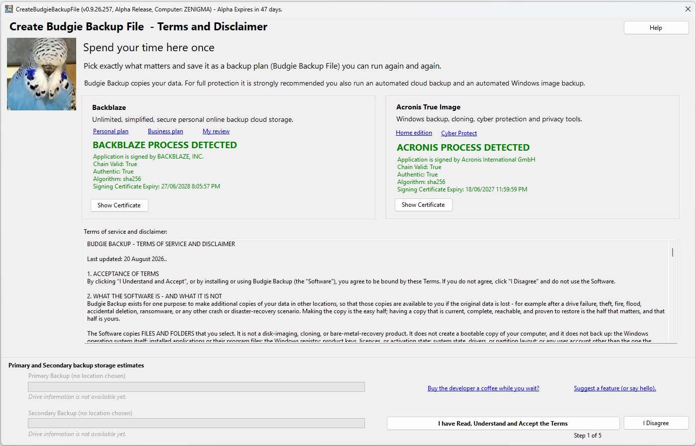 Disclaimer Screen
