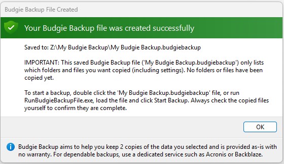 Create Budgie Backup Saved