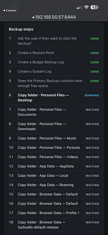 Optional: Monitor the Backup from your phone