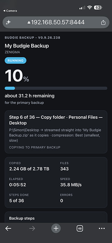 Optional: Monitor the Backup from your phone 2