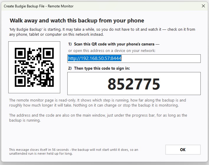 Monitor the backup on a Phone