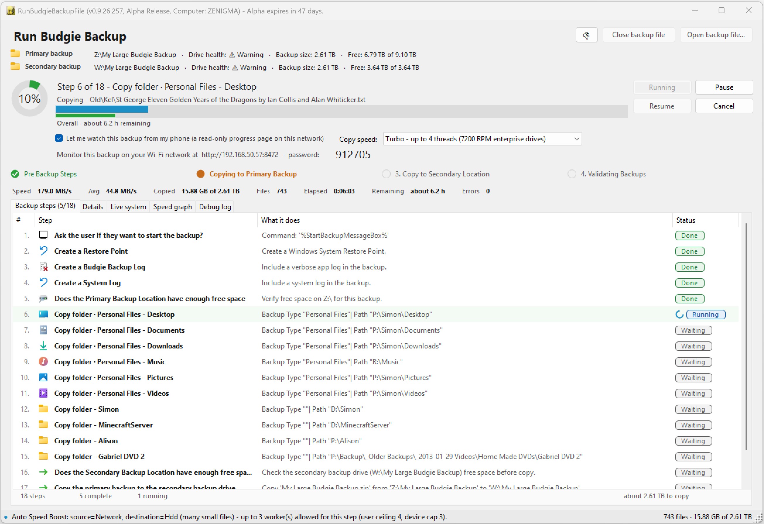 Backup Running