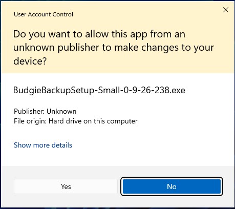 User Account Control prompt